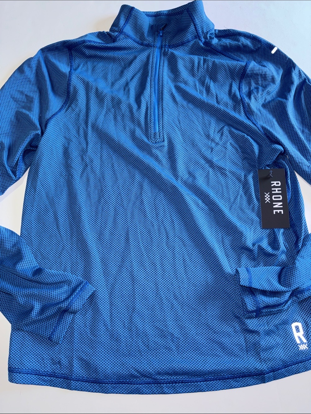 RHÔNE Glacier 1/4 Zip in Super Sonic Blue SIZE SMALL NWT